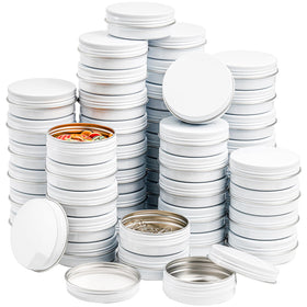 Foraineam 2oz white aluminum tin with screw lid, ideal for lip balms on the go.