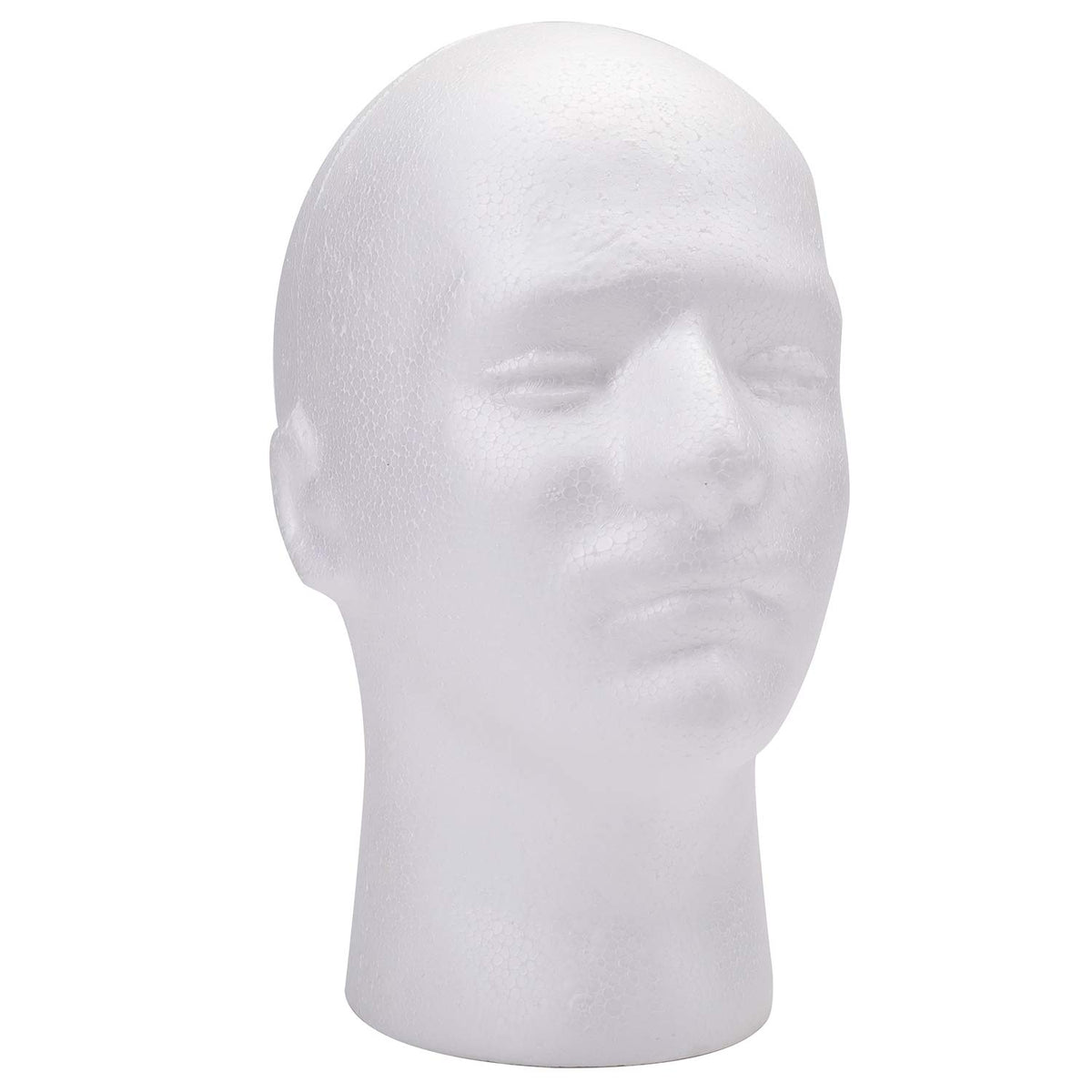 Foraineam foam head displays hats and glasses securely during styling.