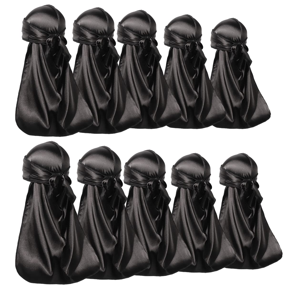 ForceWave silky durags pack in black, front view for versatile styling.