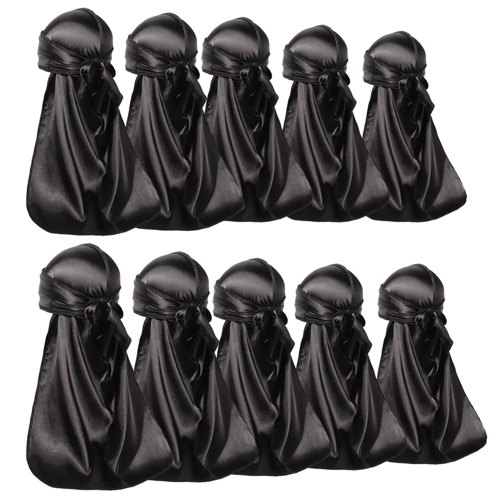 ForceWave silky durags pack in black, front view for versatile styling.