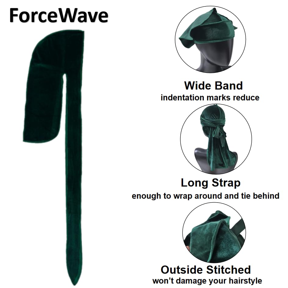 ForceWave velvet durags blue close-up emphasizes velvet sheen for versatile wear.