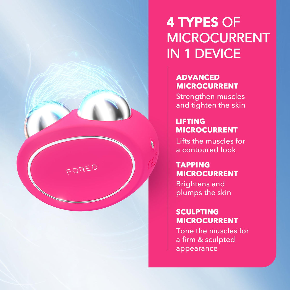 FOREO Bear 2 shows multiple microcurrent modes for customizable care