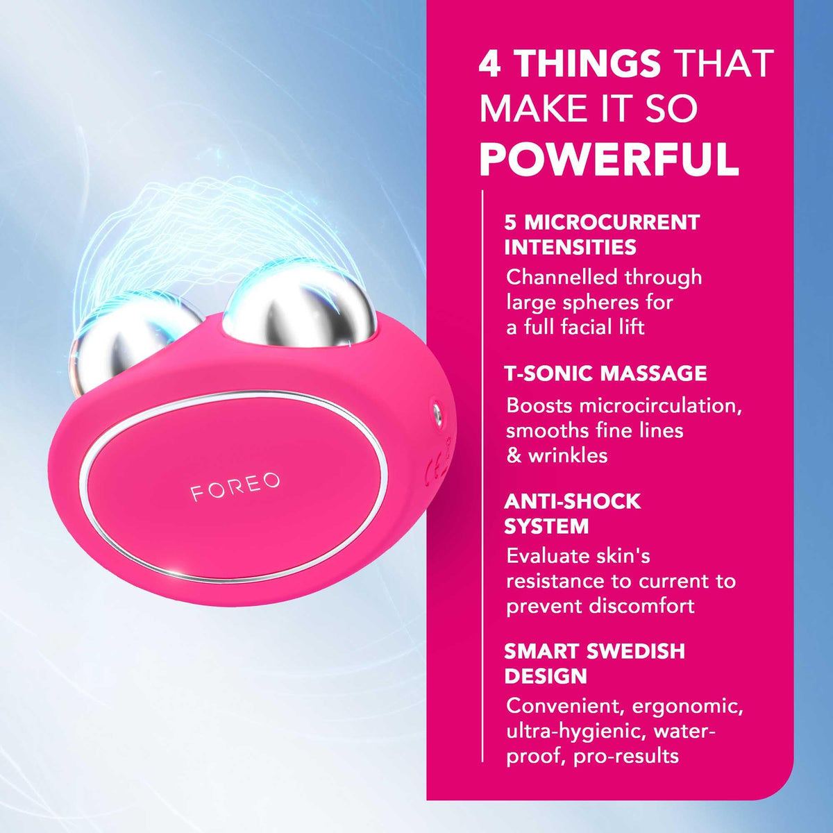 FOREO Bear device on neck area for possible sagging reduction