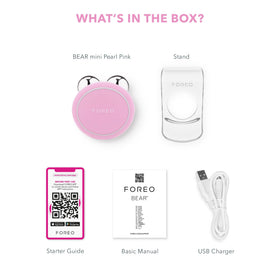 FOREO BEAR Mini pearl pink finish adds stylish, discreet beauty accessory.