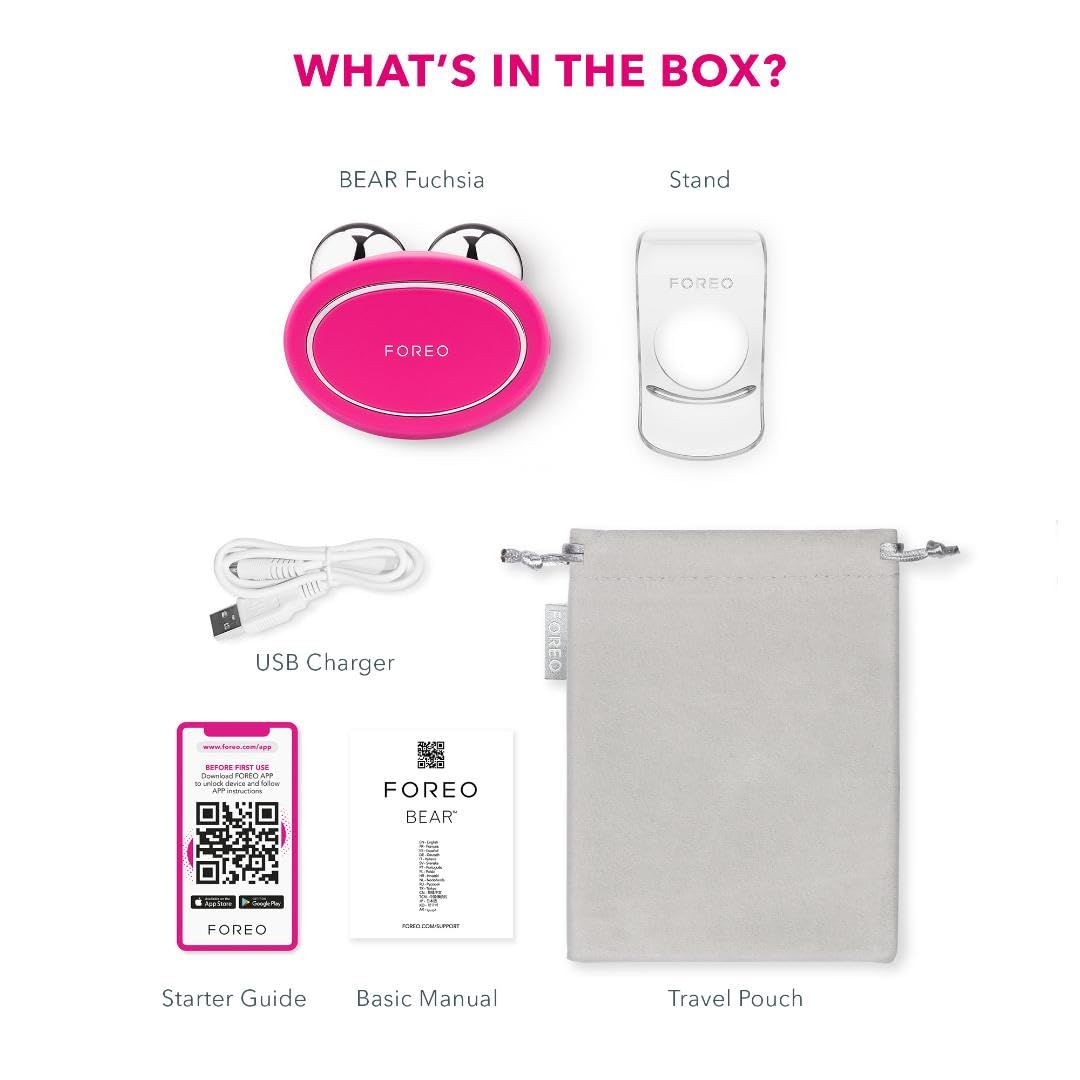FOREO Bear warranty card illustrates two-year coverage and support