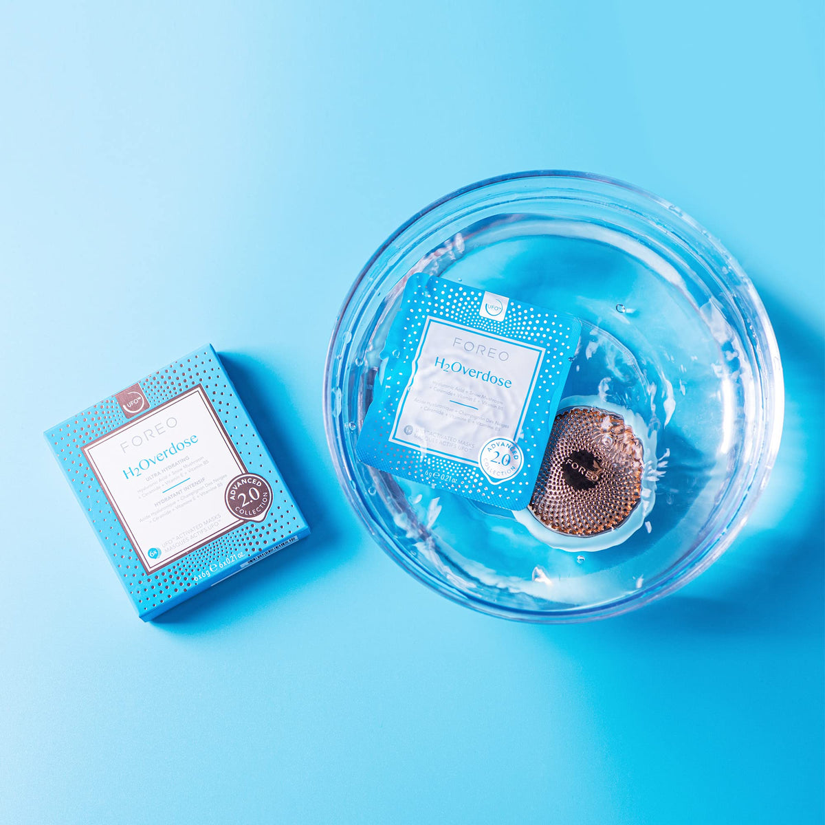 FOREO H2Overdose 2.0 ceramide and vitamin E nourish skin barrier.