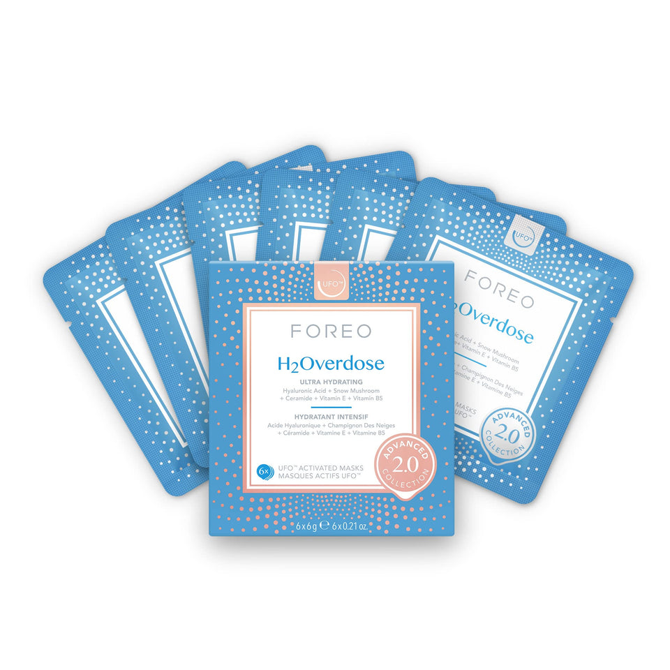 FOREO H2Overdose 2.0 mask sachet pack for rapid at-home hydration.