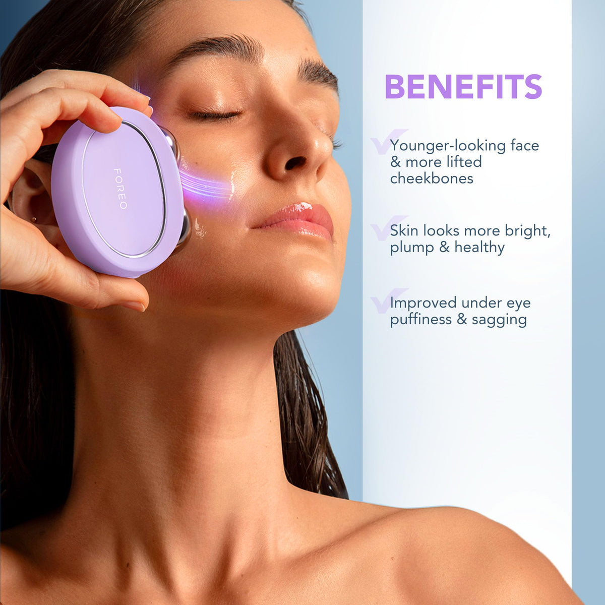 FOREO SERUM 2.0 application on cheek improves delivery