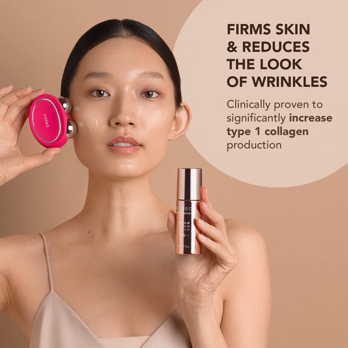 Dispense pump shown for precise, mess-free serum application