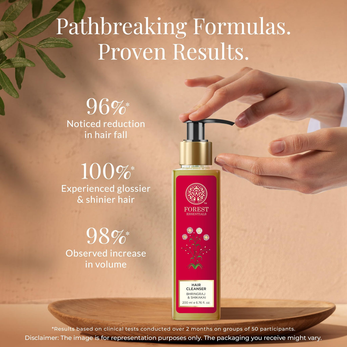 Forest Essentials Hair Cleanser bottle pour highlights herbal, refreshing lather.
