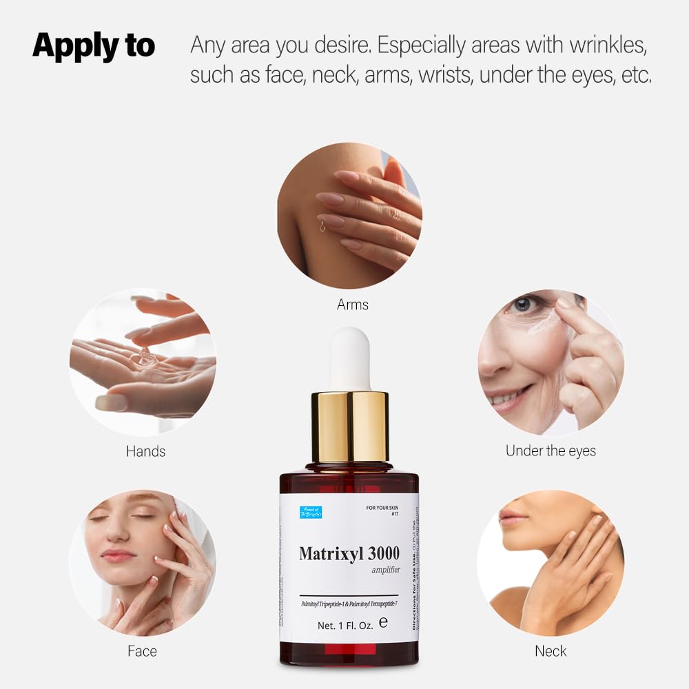 Matrixyl 3000 Amplifier serum applied to the neck area for targeted use.