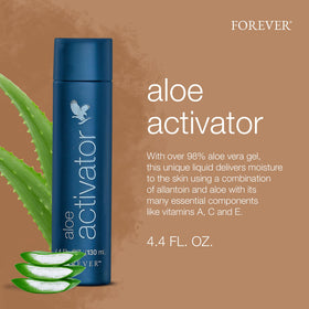 Forever Living Aloe Activator on the face delivering refreshing moisture and gentle soothing