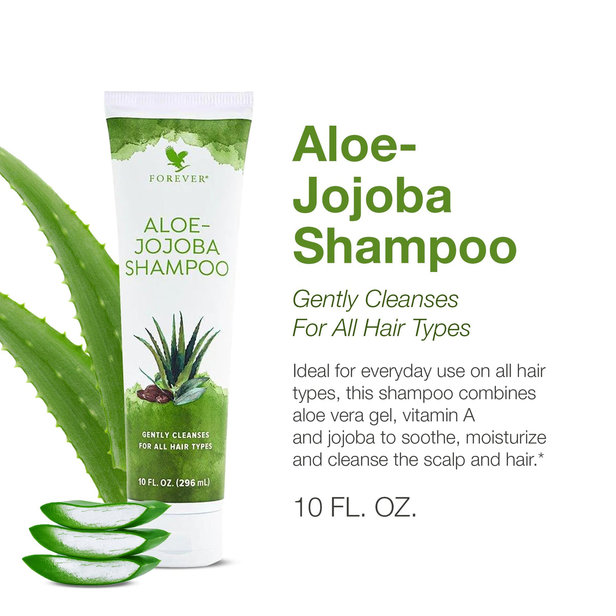 Forever Living Aloe Jojoba Shampoo bottle closeup showing nourishing ingredients