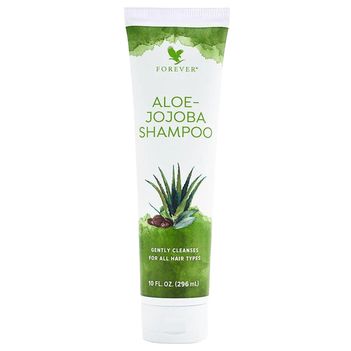 Forever Living Aloe Jojoba Shampoo bottle front with tropical fragrance for all hair types