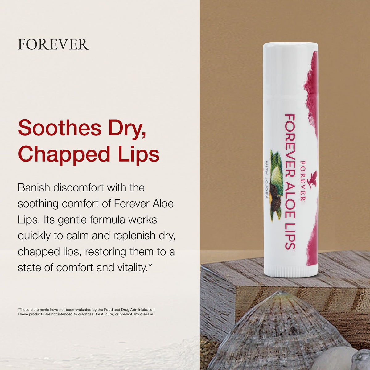 Applying Forever Aloe Lips on dry lips to soothe and restore comfort.