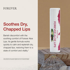 Applying Forever Aloe Lips on dry lips to soothe and restore comfort.