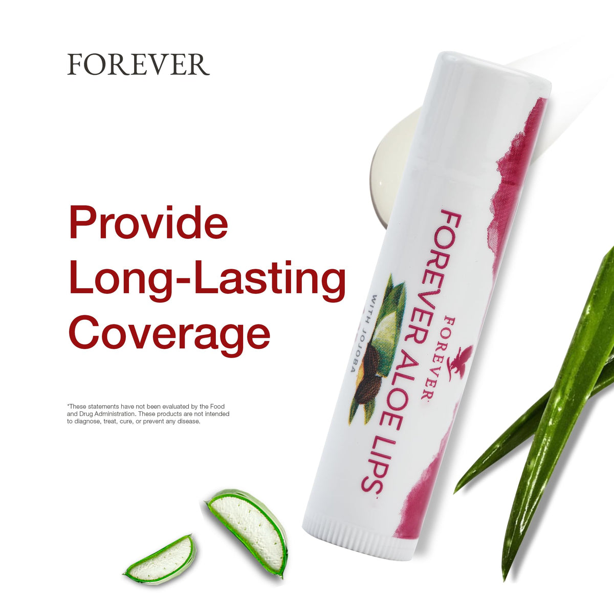 Beeswax and jojoba-rich texture detail for lasting moisture in Aloe Lips.