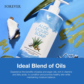 Forever Living Aloe Liquid Soap includes cucumber and arnica extracts for smoother skin