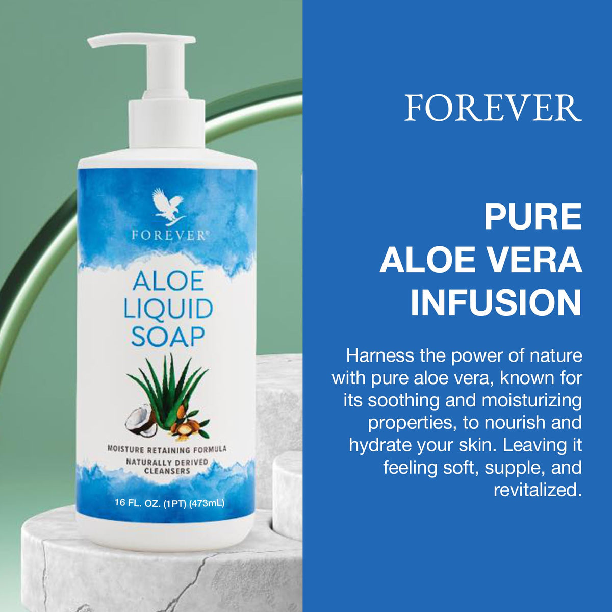 Forever Living Aloe Liquid Soap label notes external use and patch test