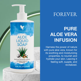 Forever Living Aloe Liquid Soap label notes external use and patch test