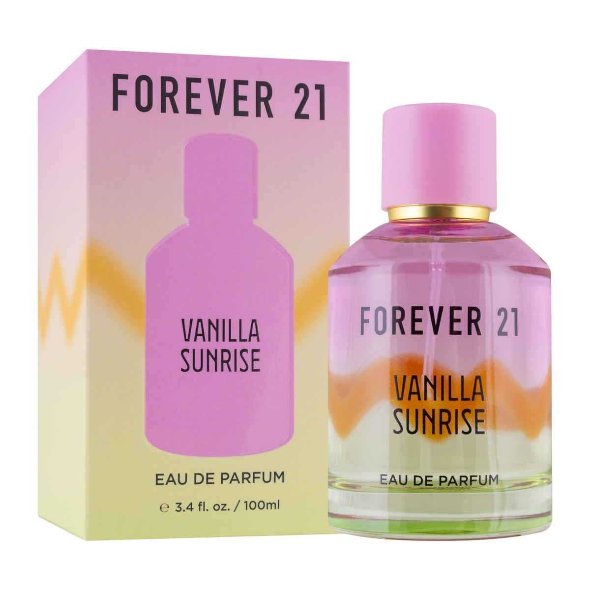 Forever 21 Vanilla Sunrise bottle on a vanity for everyday wear.