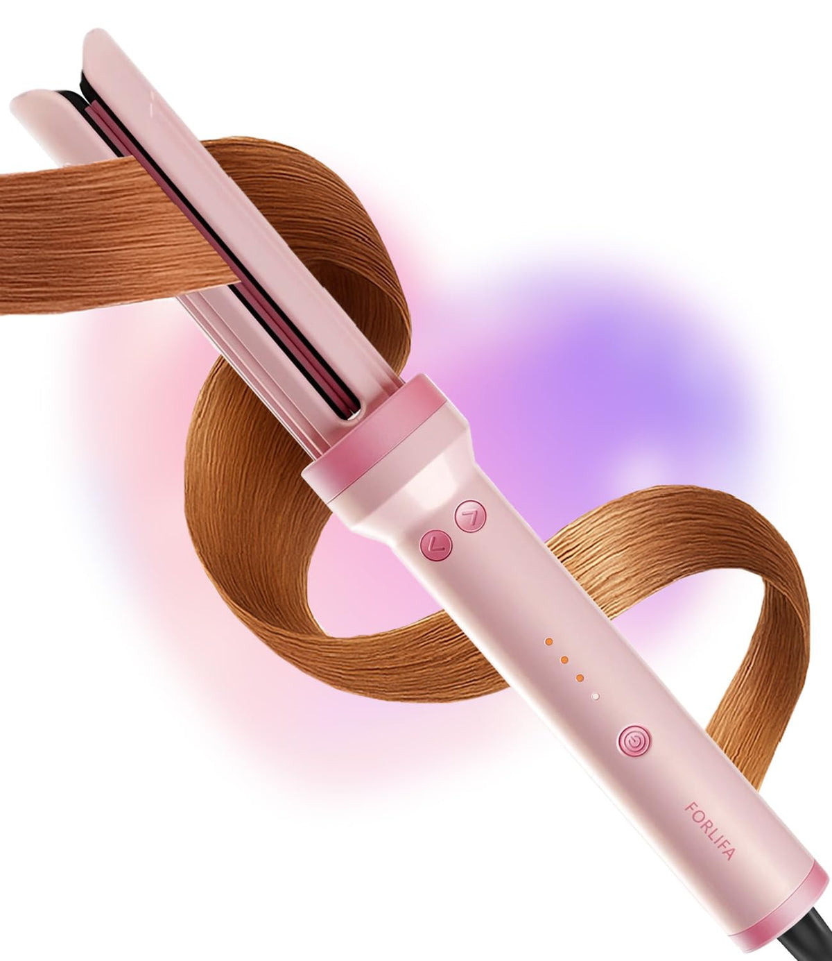 FORLIFA automatic curling iron with 25mm barrel for uniform curls.