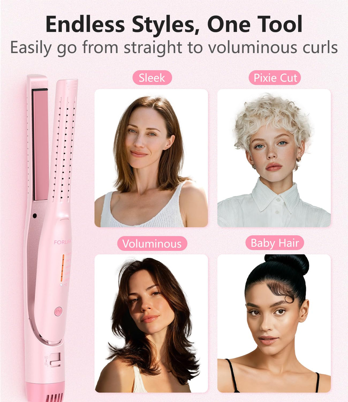 FORLIFA cool air tech enables 96H hold for defined curls and sleek looks