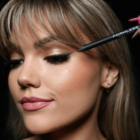 Formless Beauty Classic Eyeliner packaging closeup highlights a vegan formula.