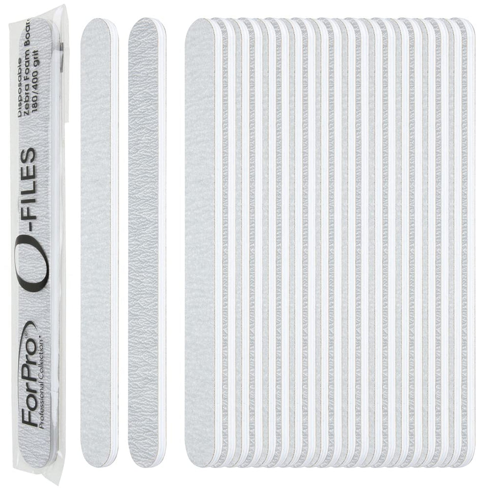 ForPro O-Files zebra front view with double-sided grit for versatile filing.