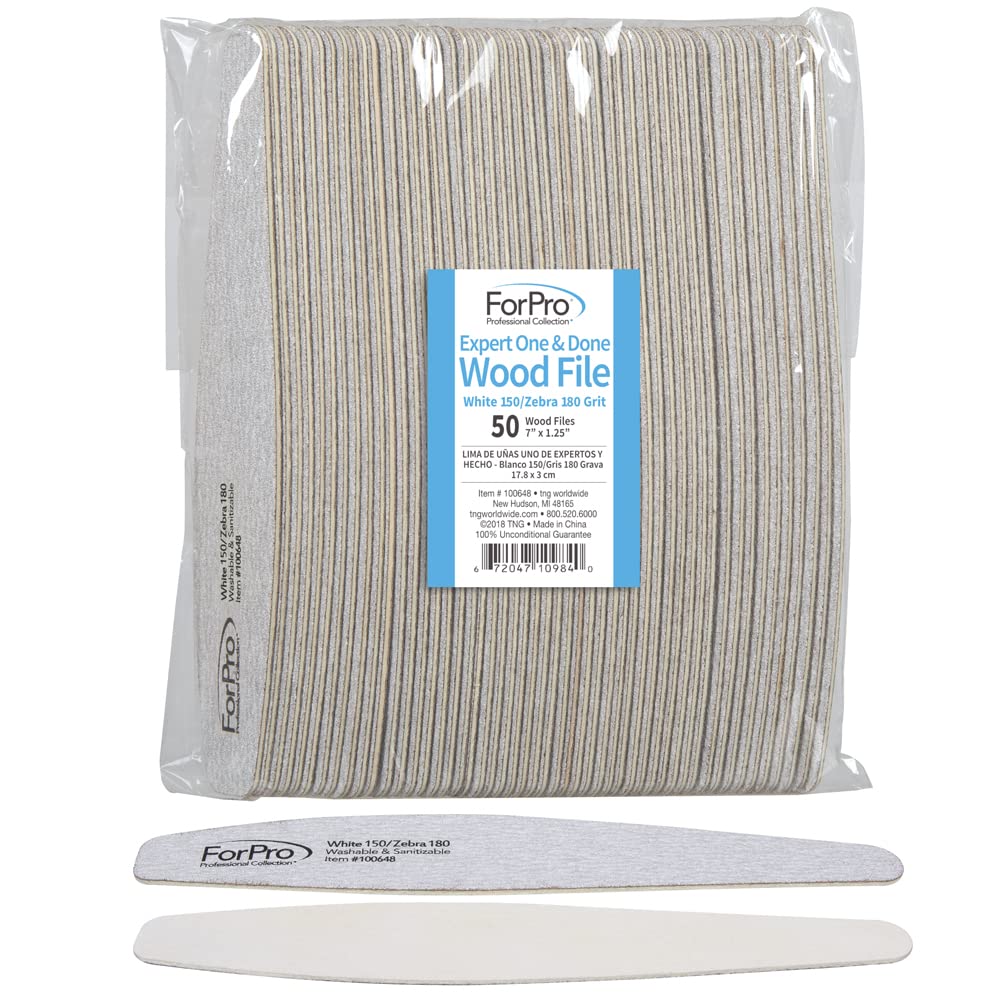 ForPro Expert One & Done White 150-grit wood file for fast, precise nail shaping.