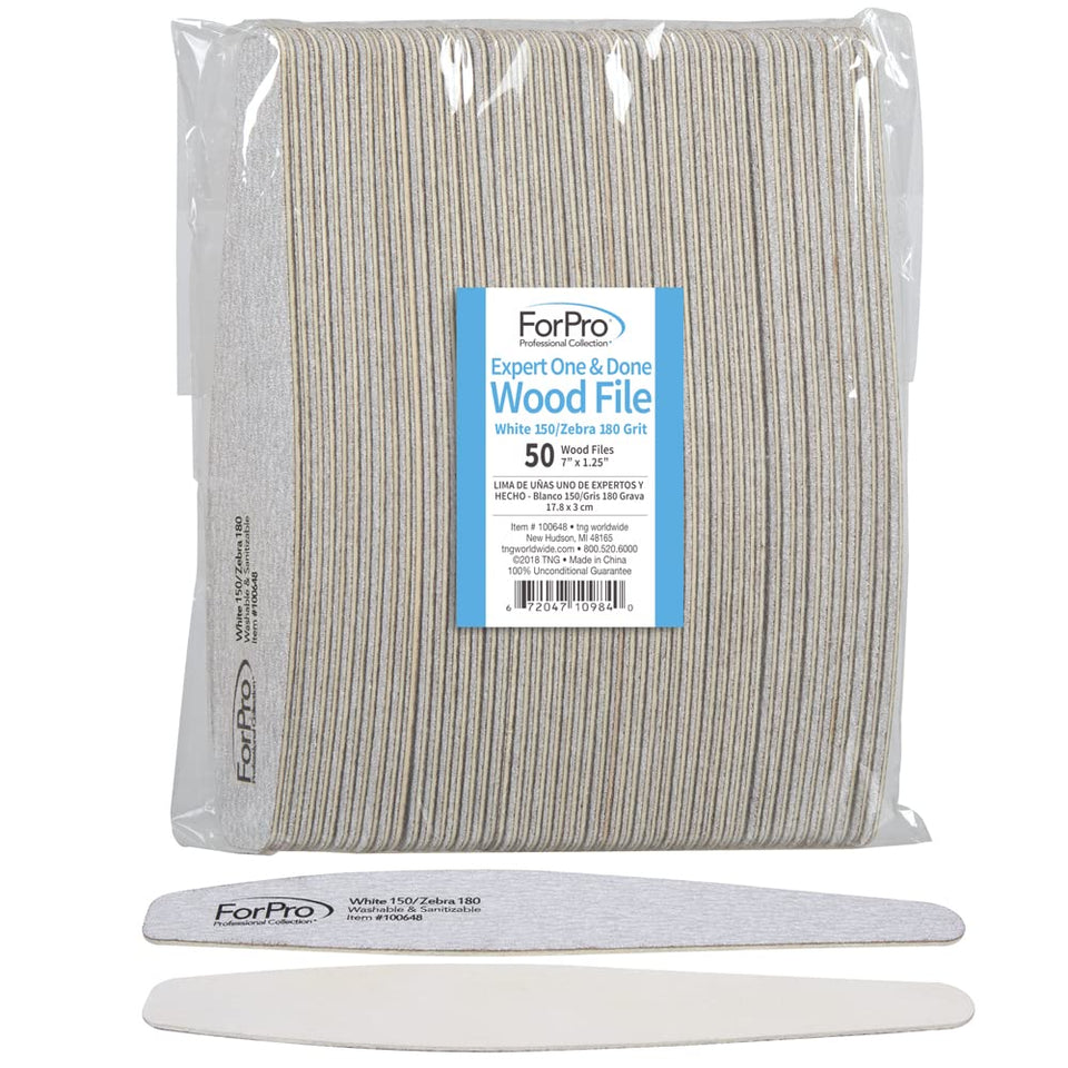 ForPro Expert One & Done White 150-grit wood file for fast, precise nail shaping.