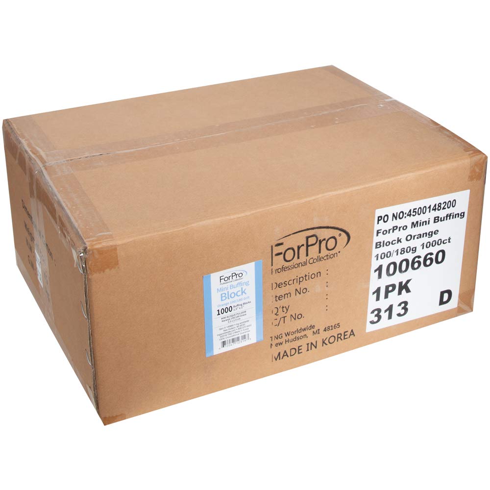 ForPro orange mini buffing block in its 1000-count box for salon use.