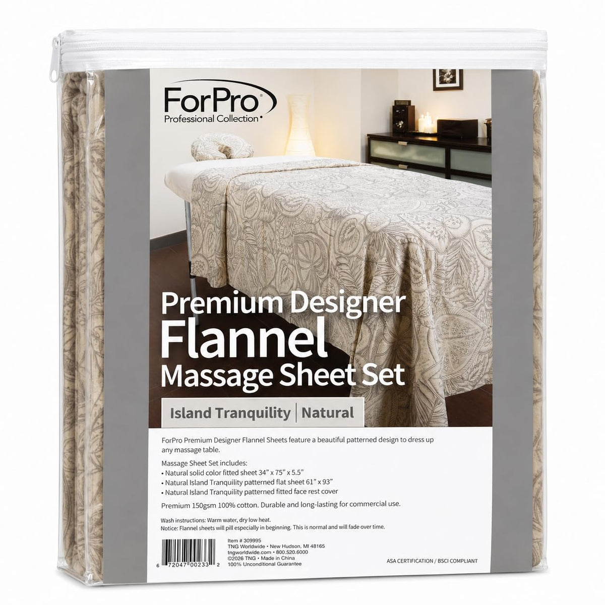 ForPro premium designer flannel face rest cover Island Tranquility keeps faces clean and comfortable