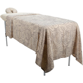 ForPro premium designer flannel fitted sheet Island Tranquility ensures snug fit on massage tables