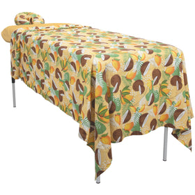 ForPro fitted sheet in Coco Mango solid provides secure fit for busy tables.