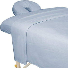 ForPro Premium Flannel 3-Piece Massage Sheet Set in Wisteria showing complete set and soft texture.