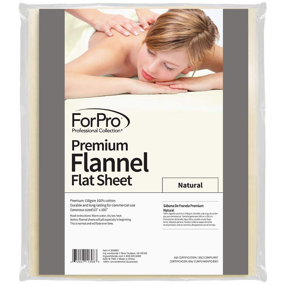ForPro Premium Flannel Flat Sheet natural fabric texture enhances client comfort during treatments.