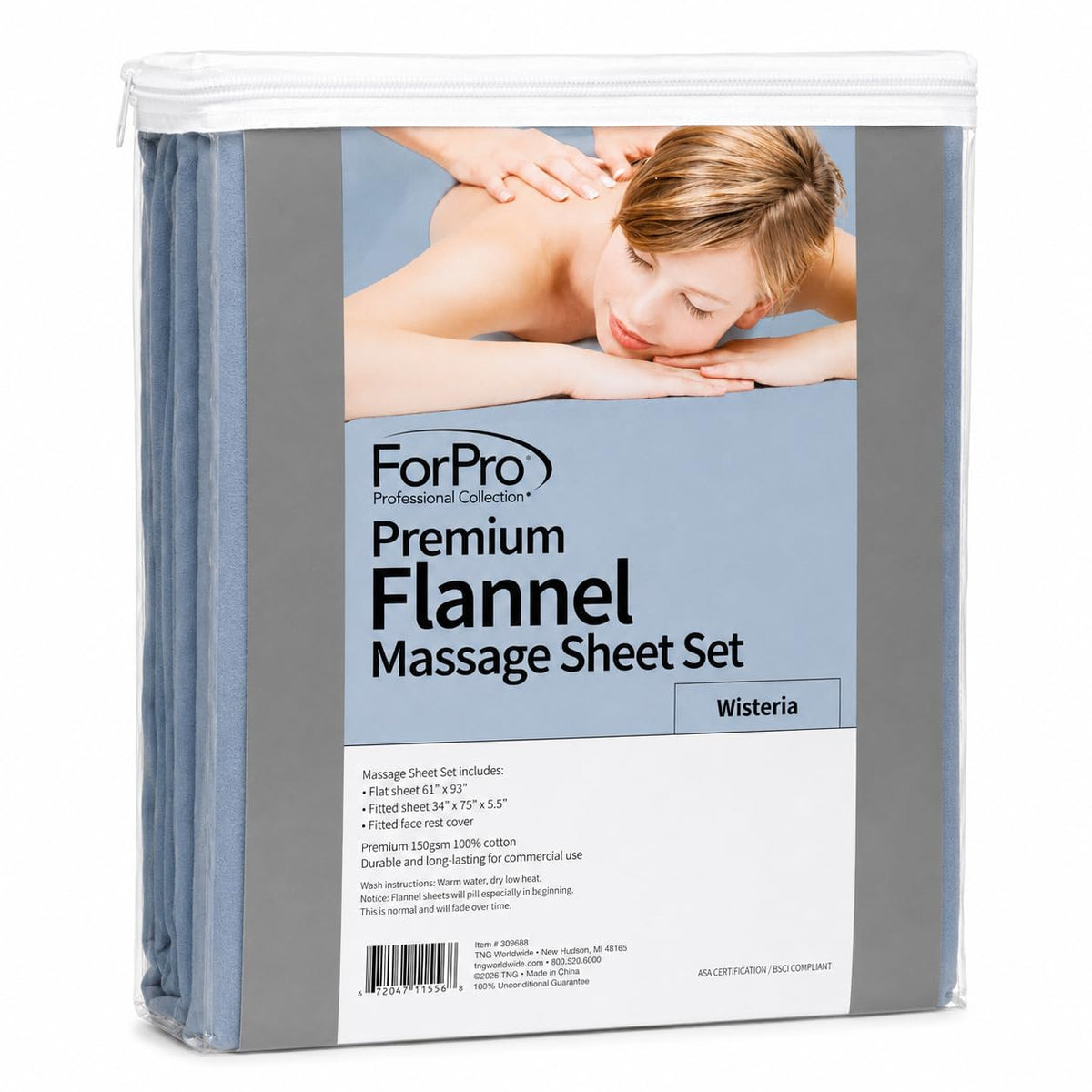 ForPro premium flannel massage flat sheet, soft fabric and generous dimensions for comfort.