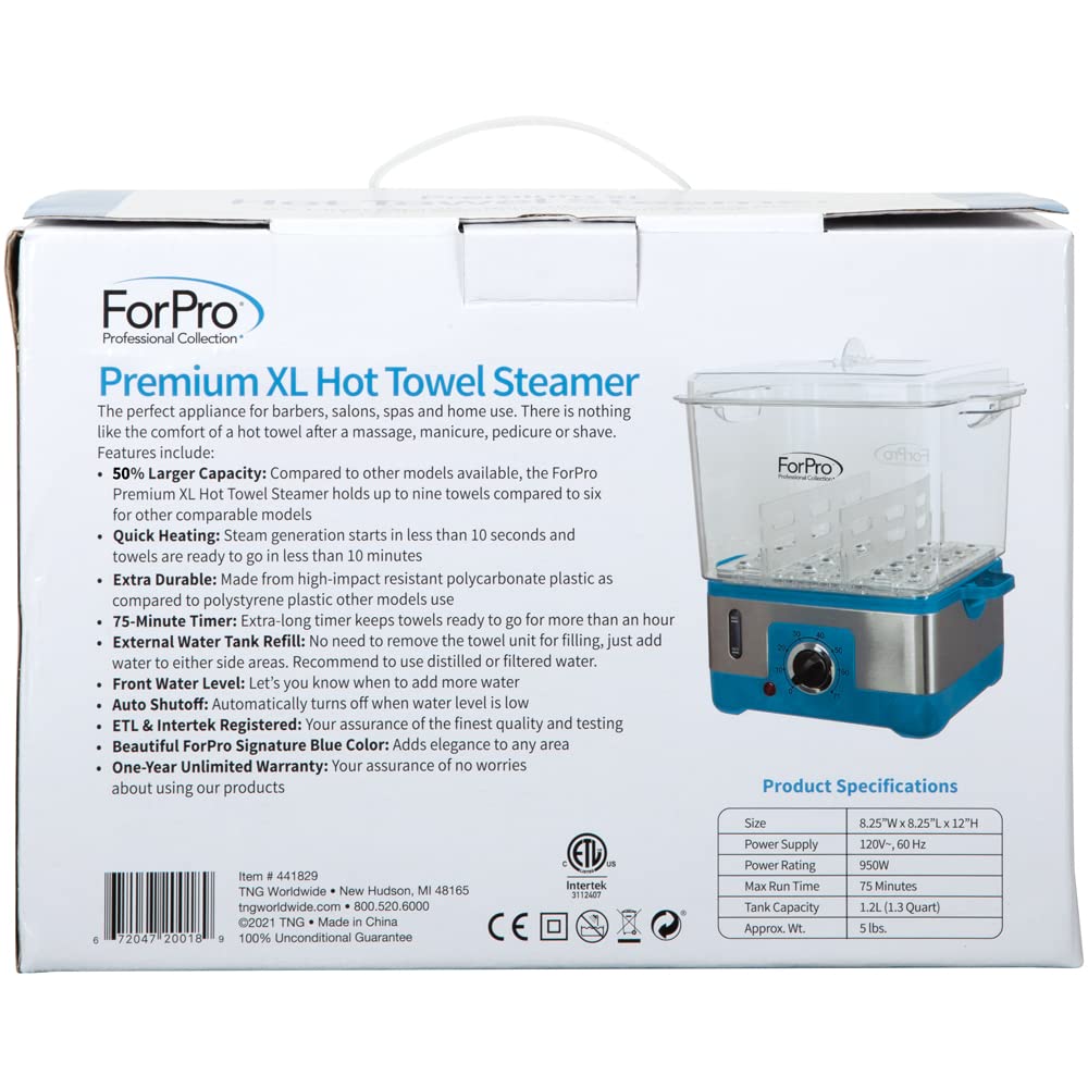 ForPro Premium XL hot towel steamer side refill area for easy topping up