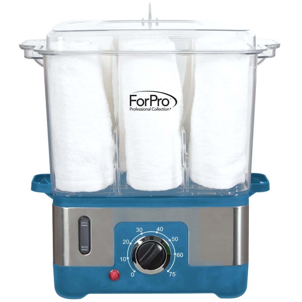 ForPro Premium XL hot towel steamer interior with towels loaded for quick use