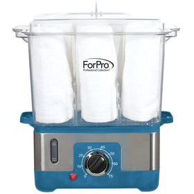 ForPro Premium XL hot towel steamer interior with towels loaded for quick use