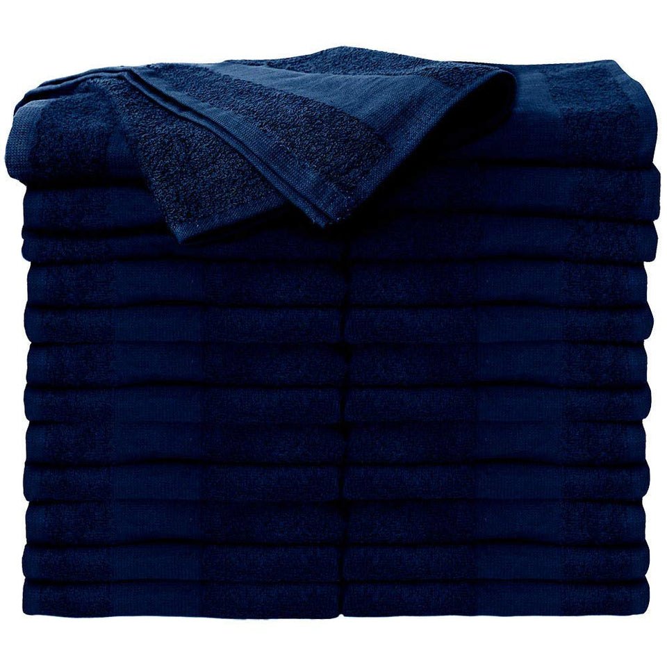 ForPro Professional Collection bleach-tough salon towel folded in navy for quick prep.