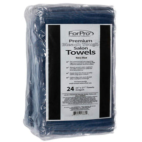 ForPro towel with hemmed edges in navy designed for heavy salon use.