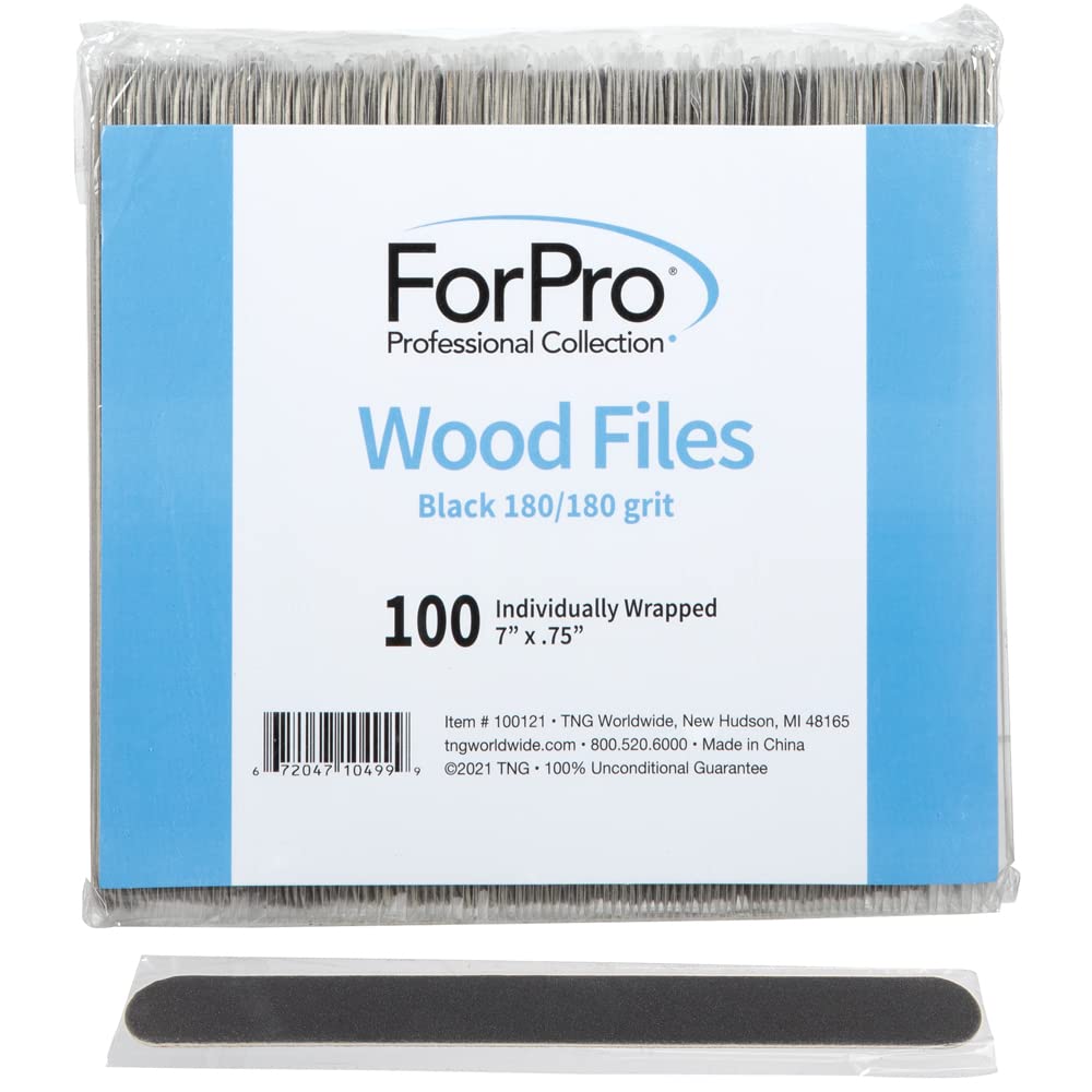 ForPro Professional Collection wood nail file: double-sided 180/180 grit for fast shaping