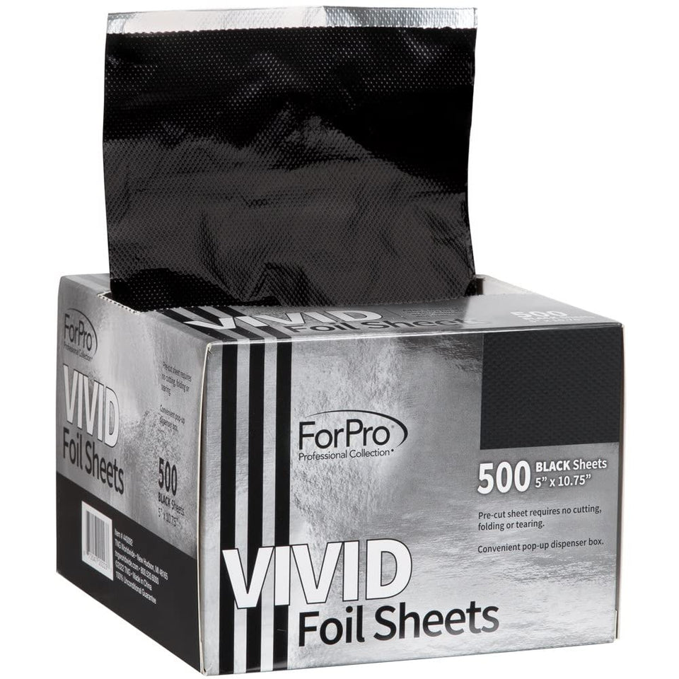 ForPro vivid black embossed foil sheets with grip texture for hair color applications