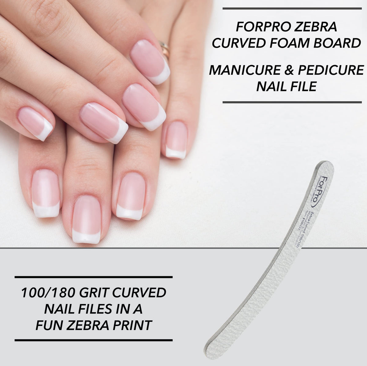 ForPro Zebra curved foam board ideal for pedicure prep and smoothing nails