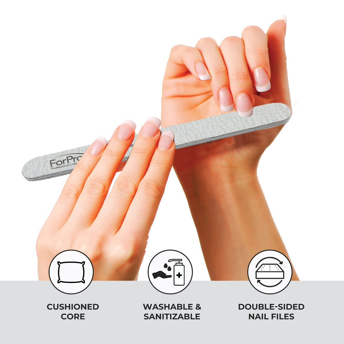 ForPro nail file with 7 inch length and 0.75 inch width.