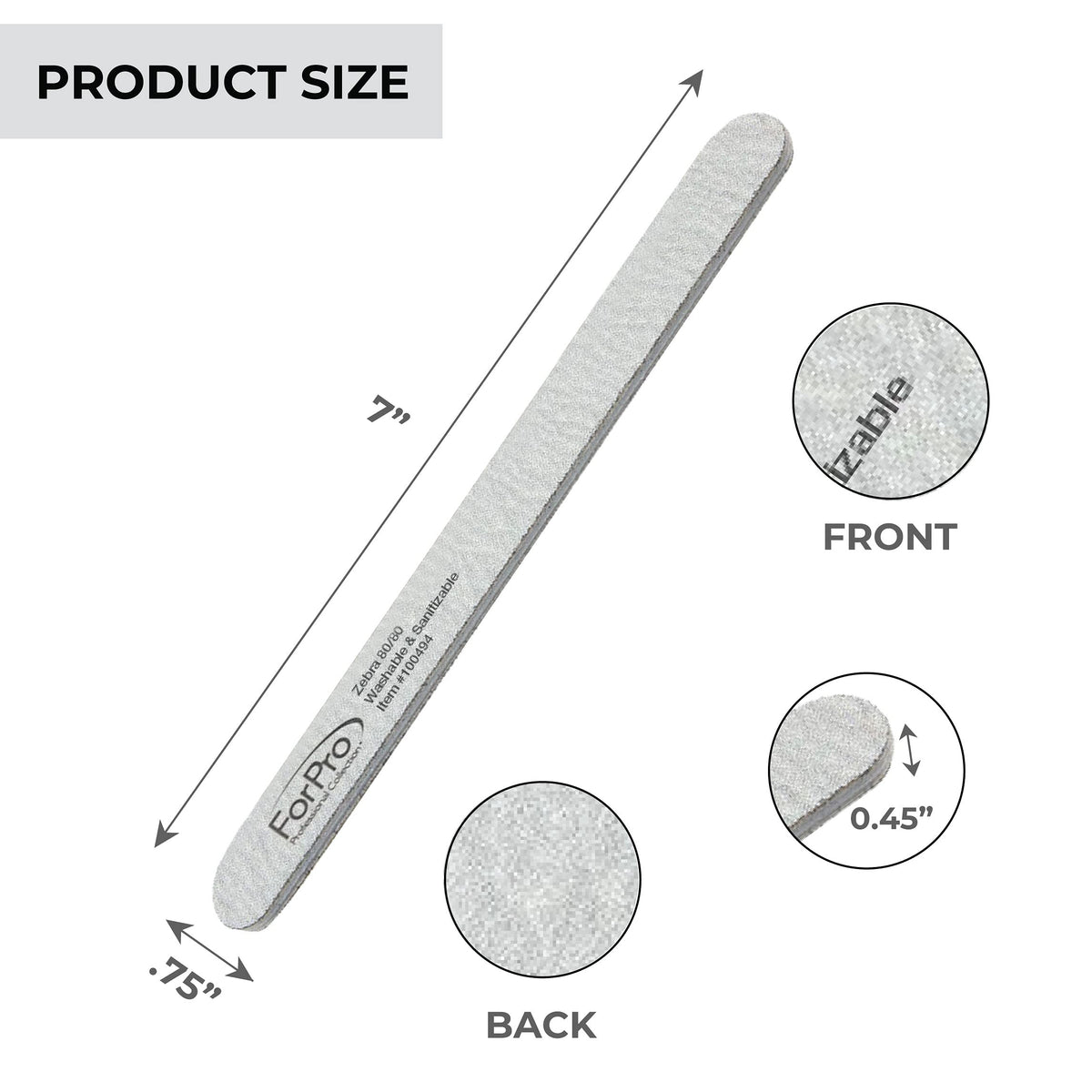 ForPro Zebra foam board dual-sided 80 grit for efficient filing.