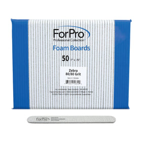 ForPro Zebra foam board double-sided nail file for fast shaping on natural nails.
