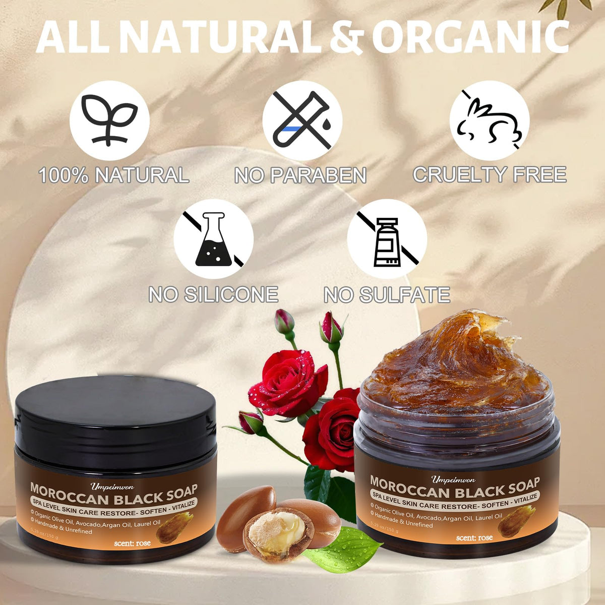 Forvirness Moroccan Black Soap on bathroom shelf for daily routine
